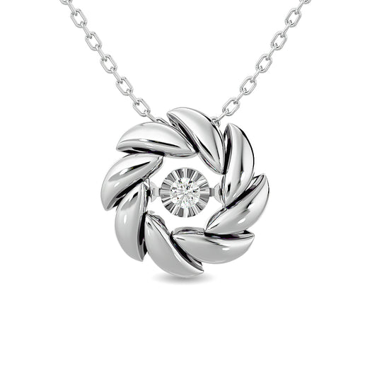 Diamond 1/20 ct tw Flower Pendant in Sterling Silver