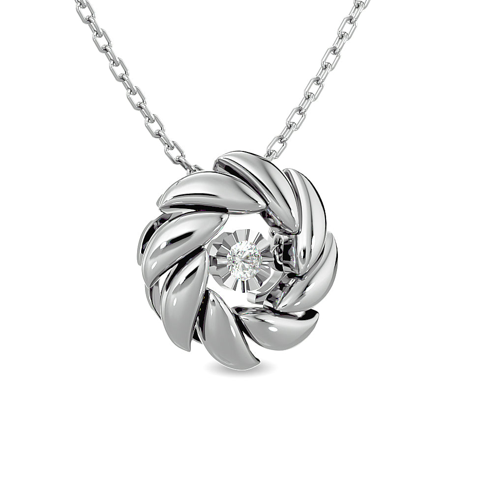 Diamond 1/20 ct tw Flower Pendant in Sterling Silver