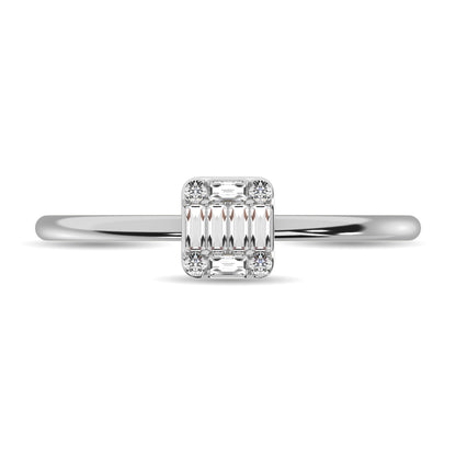 Diamond 1/10 ct tw Round and Baguette Cut Ring in 10K White Gold