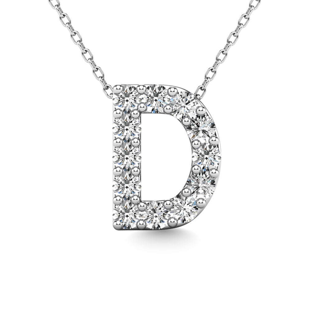 Diamond 1/8 Ct.Tw. Letter D Pendant in 14K White Gold"