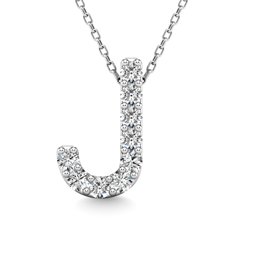 Diamond 1/10 Ct.Tw. Letter J Pendant in 14K White Gold"