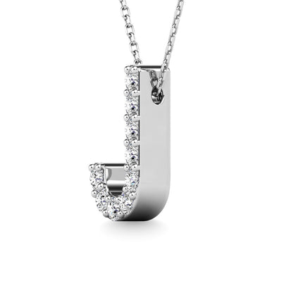 Diamond 1/10 Ct.Tw. Letter J Pendant in 14K White Gold"