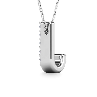 Diamond 1/10 Ct.Tw. Letter J Pendant in 14K White Gold"