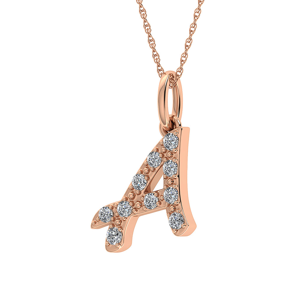 Diamond 1/8 Ct.Tw. Letter A Pendant in 10K Rose Gold