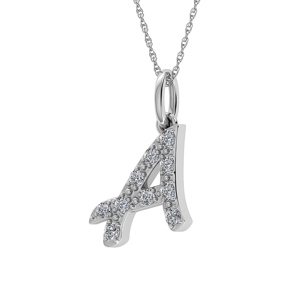 Diamond 1/8 Ct.Tw. Letter A Pendant in 10K White Gold