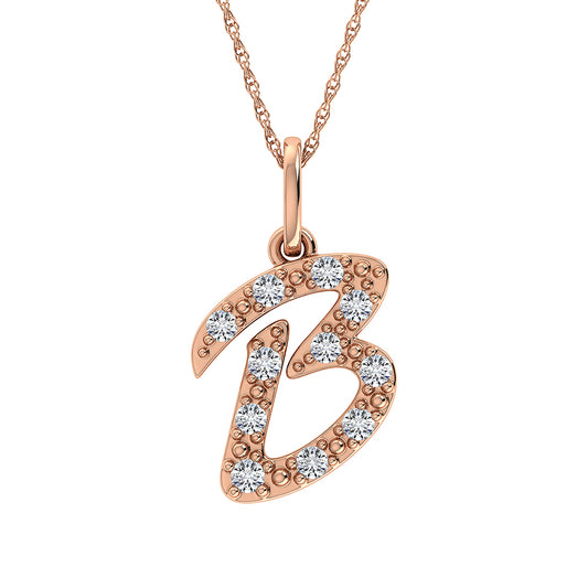 Diamond 1/8 Ct.Tw. Letter B Pendant in 10K Rose Gold