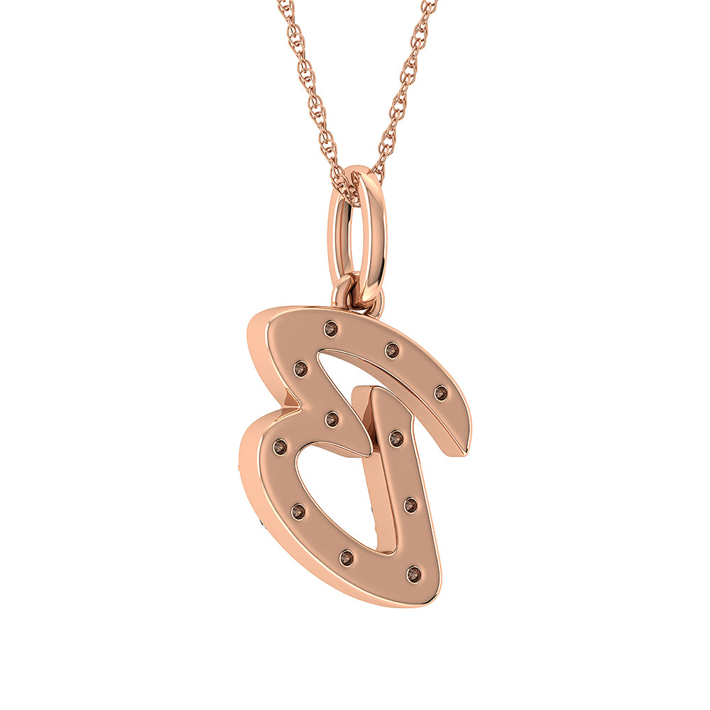 Diamond 1/8 Ct.Tw. Letter B Pendant in 10K Rose Gold