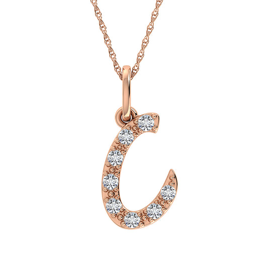 Diamond 1/8 Ct.Tw. Letter C Pendant in 10K Rose Gold