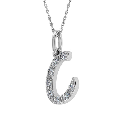 Diamond 1/8 Ct.Tw. Letter C Pendant in 10K White Gold