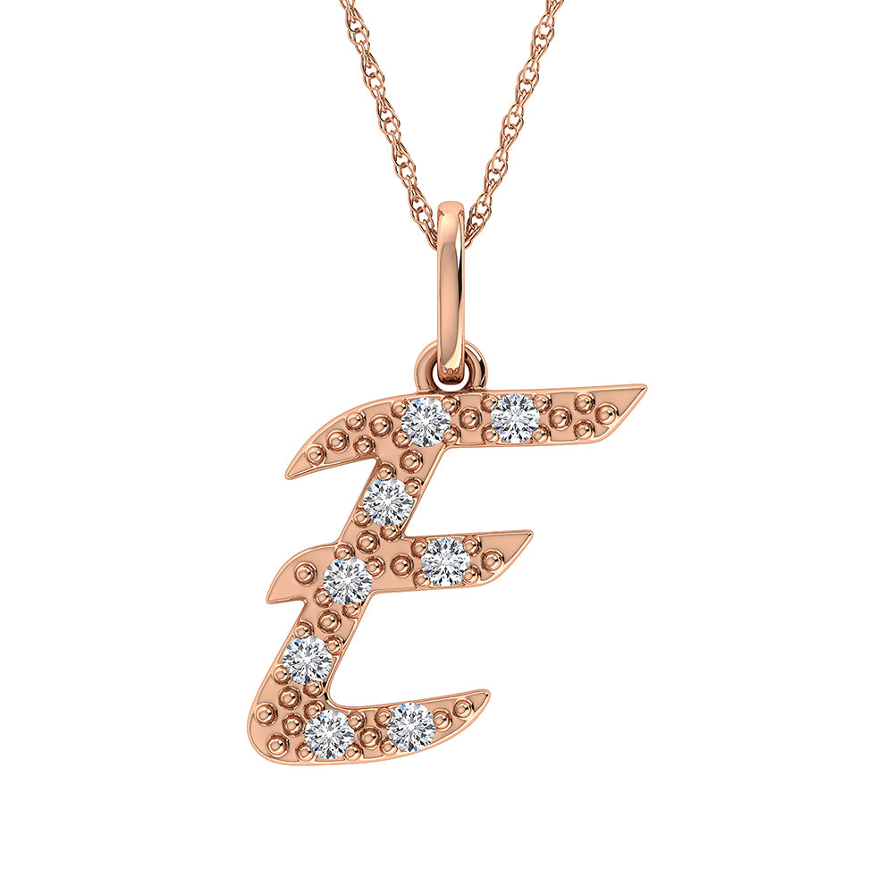 Diamond 1/8 Ct.Tw. Letter E Pendant in 10K Rose Gold