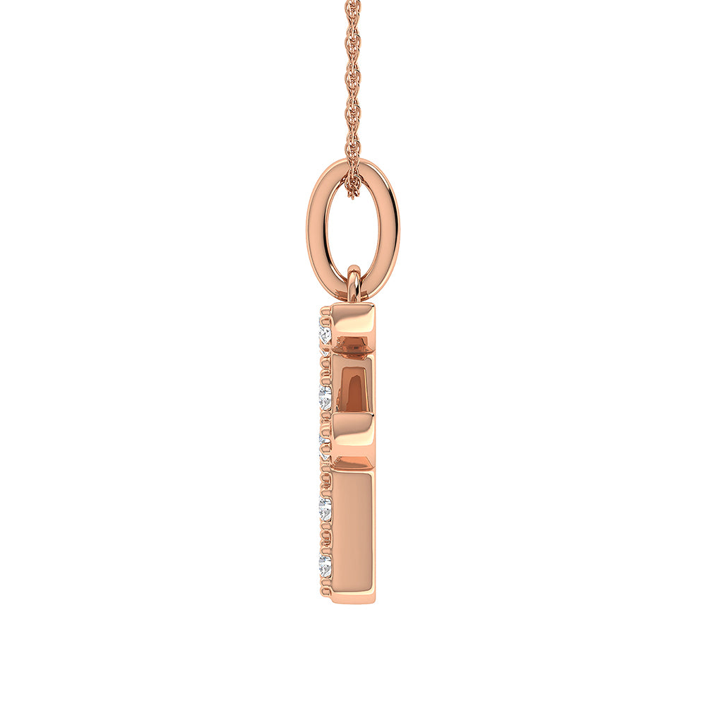 Diamond 1/8 Ct.Tw. Letter F Pendant in 10K Rose Gold