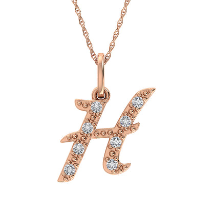 Diamond 1/8 Ct.Tw. Letter H Pendant in 10K Rose Gold