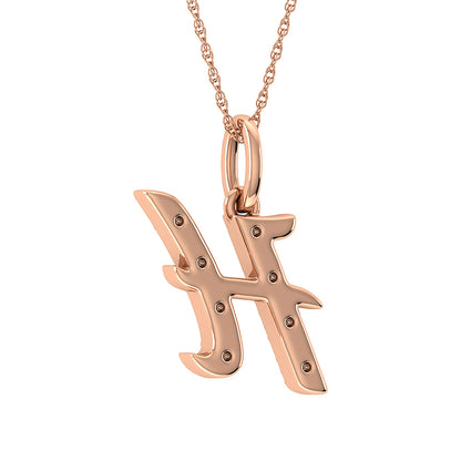 Diamond 1/8 Ct.Tw. Letter H Pendant in 10K Rose Gold