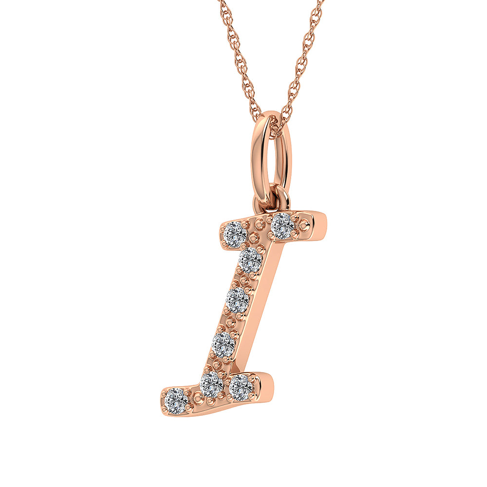 Diamond 1/8 Ct.Tw. Letter I Pendant in 10K Rose Gold