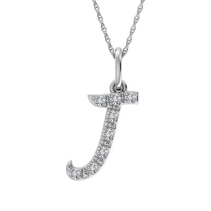 Diamond 1/8 Ct.Tw. Letter J Pendant in 10K White Gold