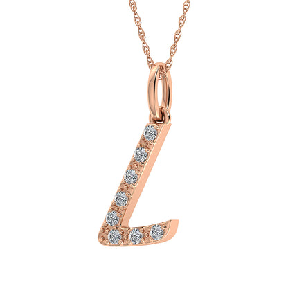 Diamond 1/8 Ct.Tw. Letter L Pendant in 10K Rose Gold