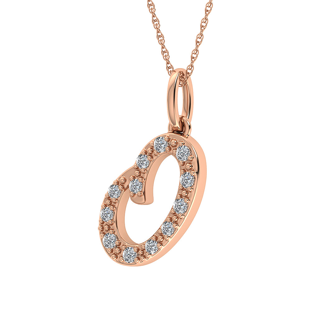 Diamond 1/8 Ct.Tw. Letter O Pendant in 10K Rose Gold