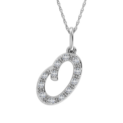 Diamond 1/8 Ct.Tw. Letter O Pendant in 10K White Gold