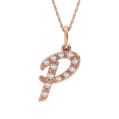 Diamond 1/8 Ct.Tw. Letter P Pendant in 10K Rose Gold