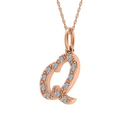 Diamond 1/8 Ct.Tw. Letter Q Pendant in 10K Rose Gold