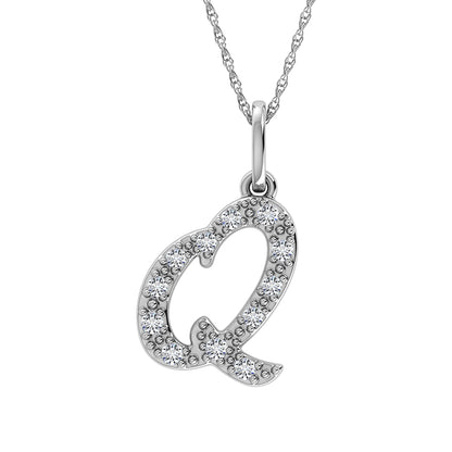 Diamond 1/8 Ct.Tw. Letter Q Pendant in 10K White Gold