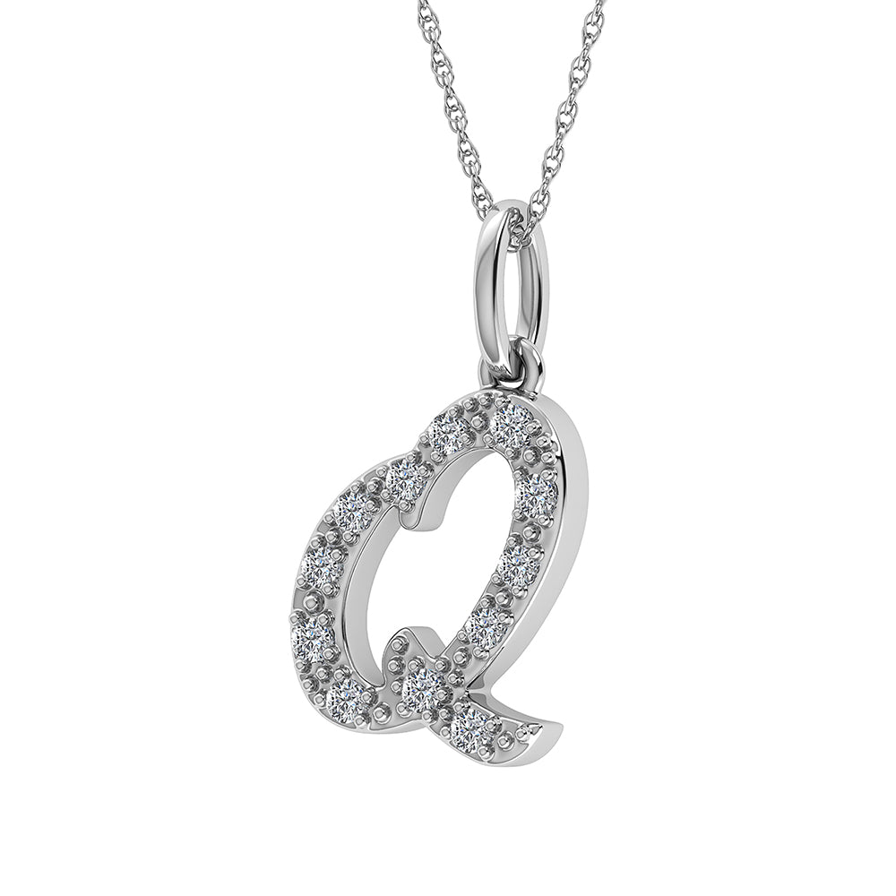 Diamond 1/8 Ct.Tw. Letter Q Pendant in 10K White Gold