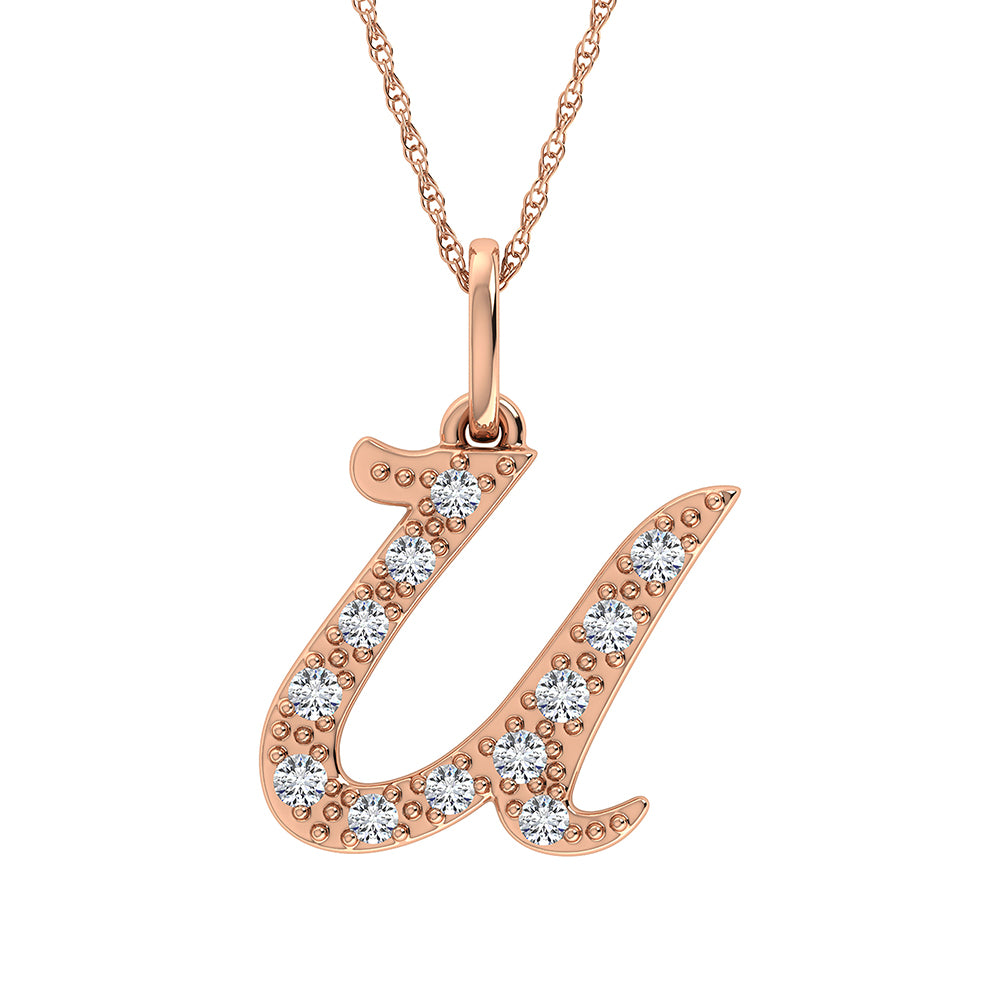 Diamond 1/8 Ct.Tw. Letter U Pendant in 10K Rose Gold