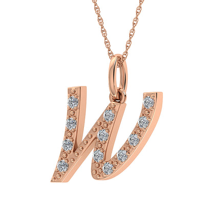 Diamond 1/8 Ct.Tw. Letter W Pendant in 10K Rose Gold