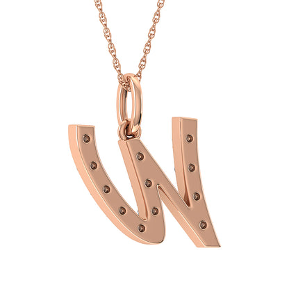 Diamond 1/8 Ct.Tw. Letter W Pendant in 10K Rose Gold