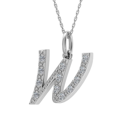 Diamond 1/8 Ct.Tw. Letter W Pendant in 10K White Gold