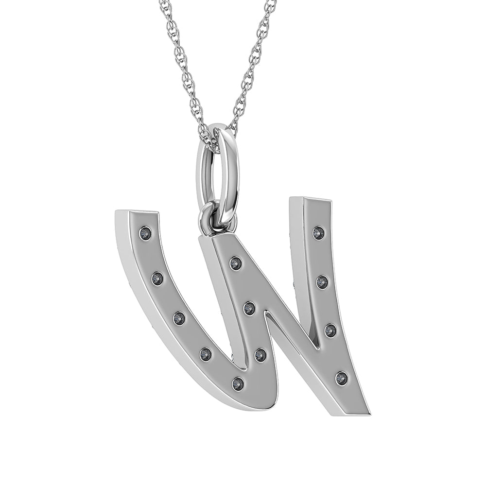 Diamond 1/8 Ct.Tw. Letter W Pendant in 10K White Gold