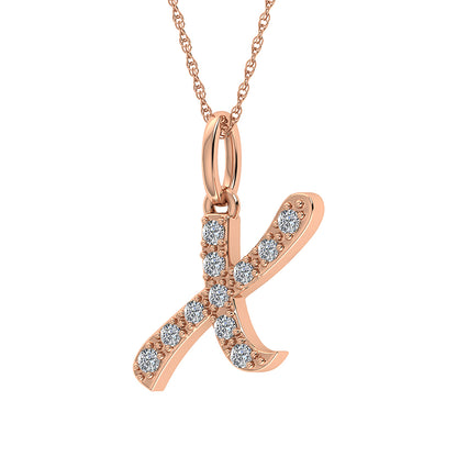 Diamond 1/8 Ct.Tw. Letter X Pendant in 10K Rose Gold