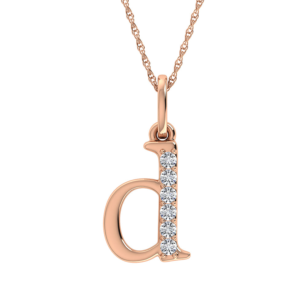 Diamond 1/20 Ct.Tw. Letter D Pendant in 10K Rose Gold