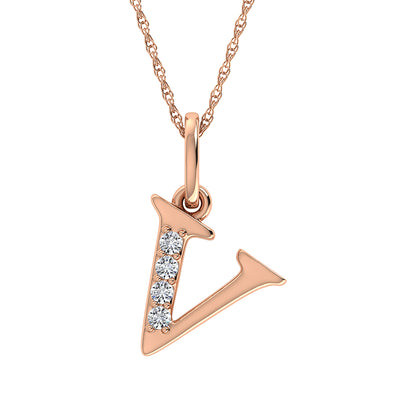 Diamond 1/20 Ct.Tw. Letter V Pendant in 10K Rose Gold