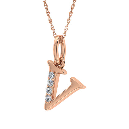 Diamond 1/20 Ct.Tw. Letter V Pendant in 10K Rose Gold