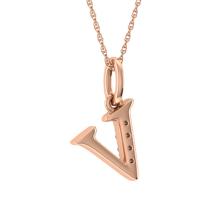 Diamond 1/20 Ct.Tw. Letter V Pendant in 10K Rose Gold