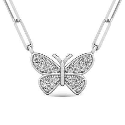 Diamond 1/10 Ct.Tw. Butterfly Pendant in 925 Silver