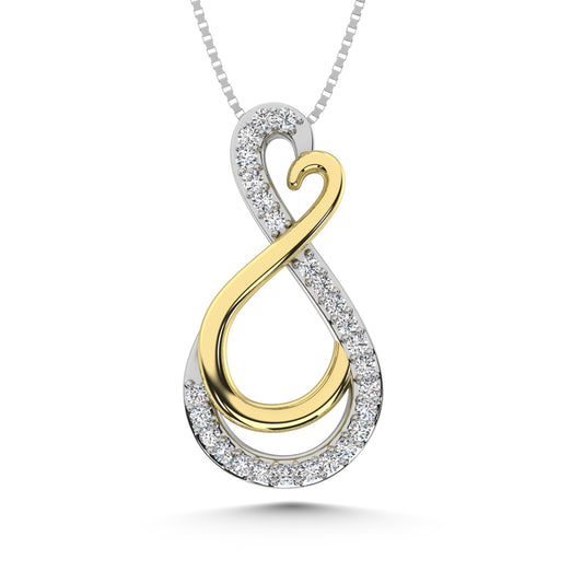 Diamond Accent Fashion Pendant in Sterling Silver and 10K Yellow Gold