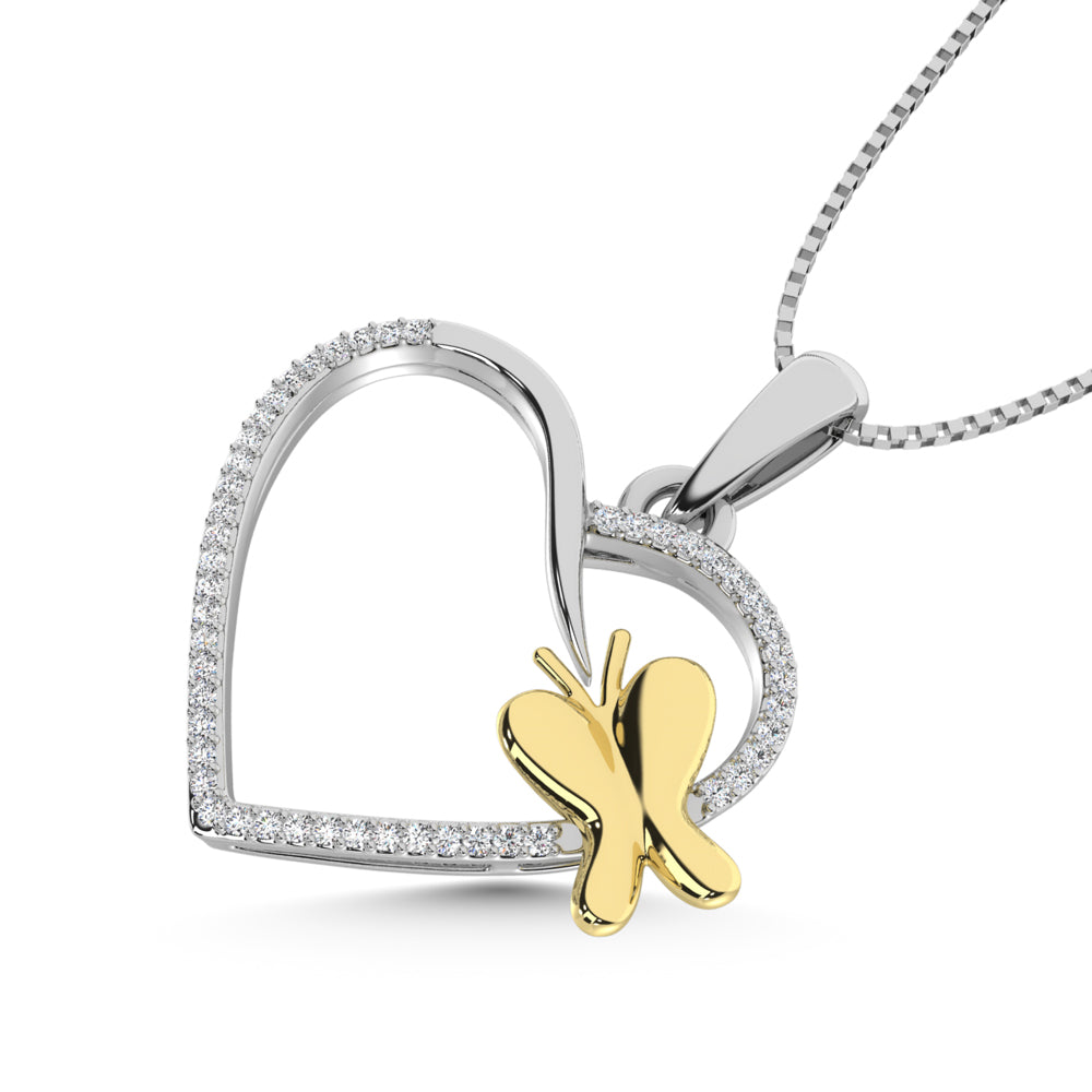 Diamond Accent Heart Pendant in Sterling Silver and 10K Yellow Gold