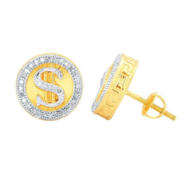 SPL PRICE: 10K 0.20CT D-EARRING "DOLLAR SIGN"