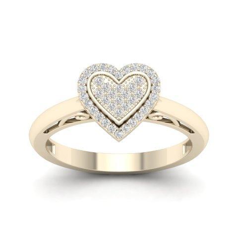 10K 0.15CT D-LADIES MICROPAVE RING" HEART"