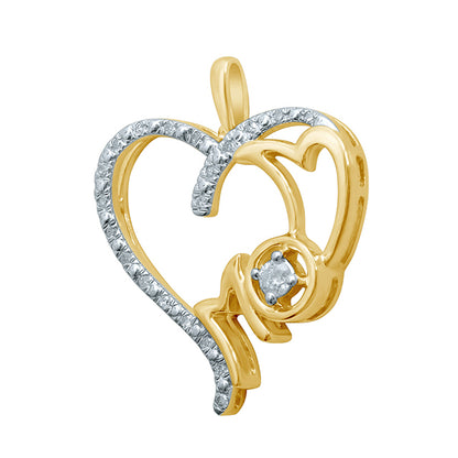 10KT 0.16-0.18CT D-LADIES PENDANT "HEART AND MOM"