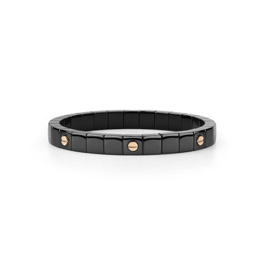 Black Ceramic Bracelet with 7 Gold Screws