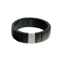 Rectangular Black Ceramic Stretch Bracelet with 1 Diamond Station