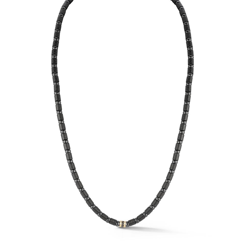 Mens Carbon Black Necklace with 1 Section of Black Diamonds