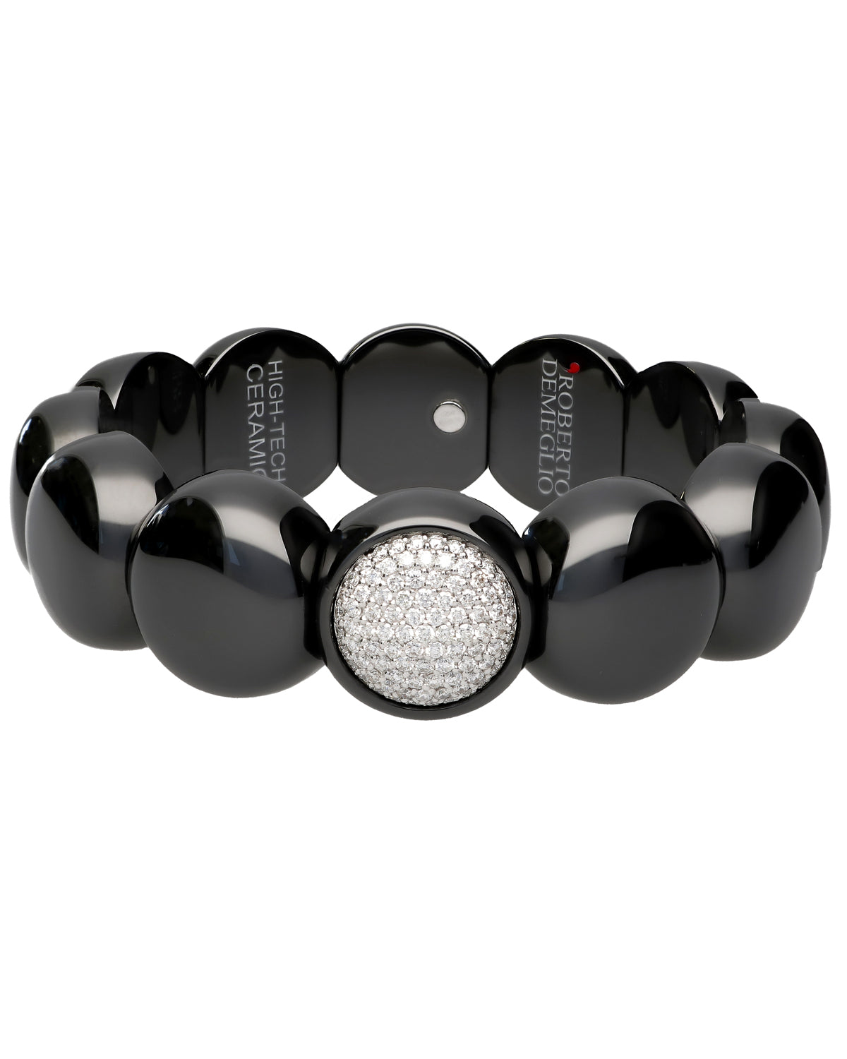 Black Ceramic Bracelet with 1 Diamond Circle