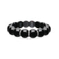 Dama Black Ceramic Bead Bracelet with 3 White Gold/White Diamond Bars