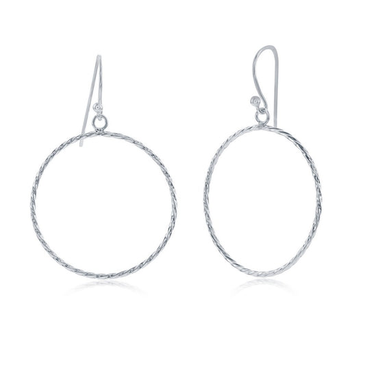 Sterling Silver Twisted Rope Design Circle Earrings