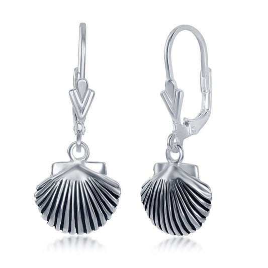 Sterling Silver Oxidized Sea Shell Earrings