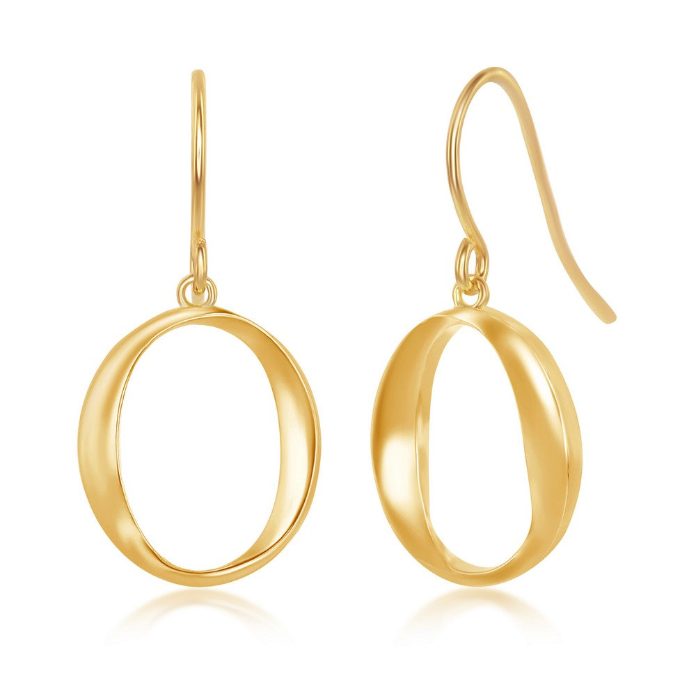 Sterling Silver 'O' Dangling Earrings - Gold Plated